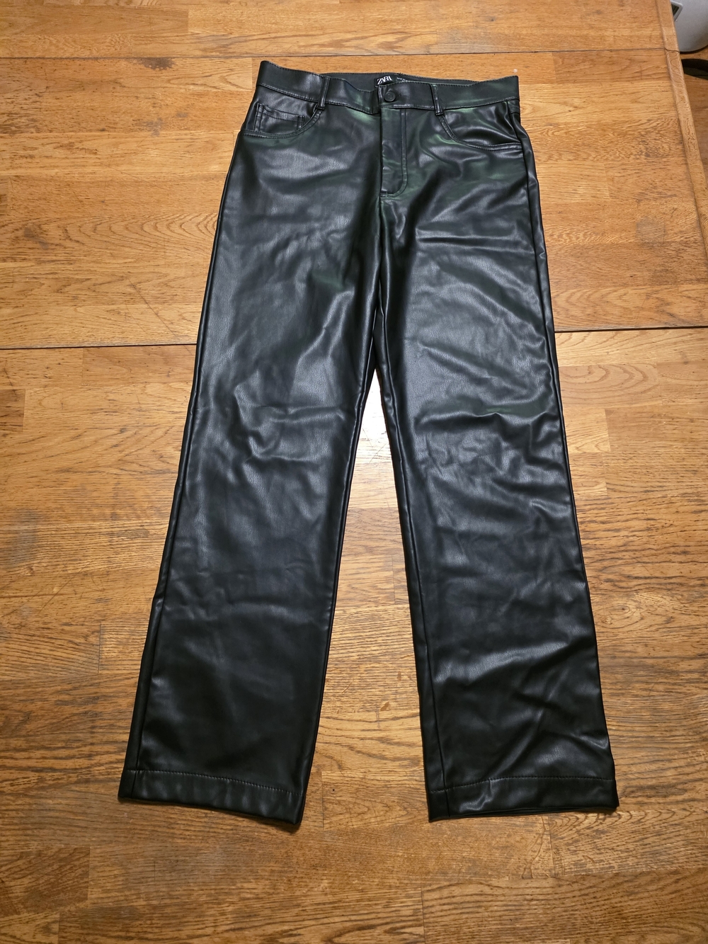Zara Faux Leather High Waisted Straight Leg TRF Collection Punk Biker Goth Pant